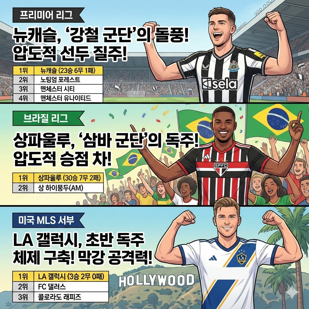 프리미어리그 뉴캐슬 돌풍 1위 질주브라질 리그 상파